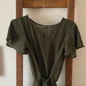 Roolee Forest Green Romper with Flutter Sleeves